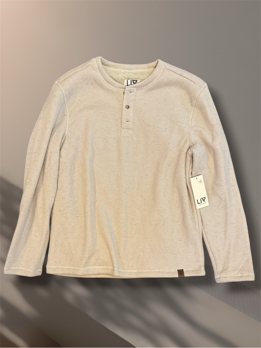 LIV Outdoor Insulating Pile Fleece Sherpa Lined Henley Shirt Oatmeal Size M NWT